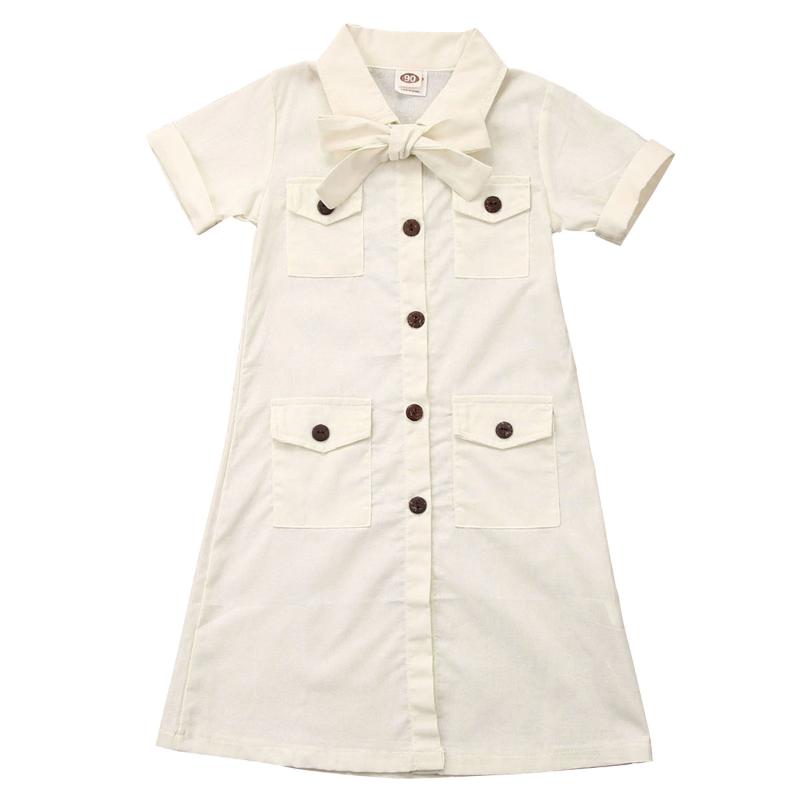 

Girl's Dresses 1-6Y Toddler Baby Kid Girls Summer Dress A Line Button Casual Solid, Red;yellow