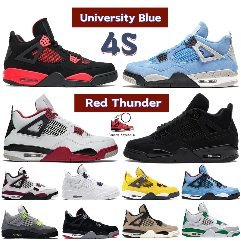 

Newest 4 4s basketball shoes University Blue red thunder Paris metallic purple Black Cat bred cactus jack neon men women Sneakers, Bubble wrap packaging