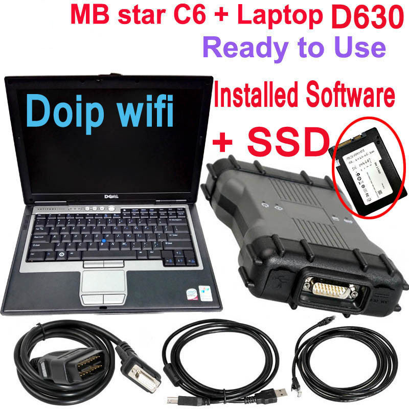 

2020.12 MB Star C6 SD Connect For MB Car Truck diagnosis c6 with software ssd Multi-languages in D630 Laptop 4g