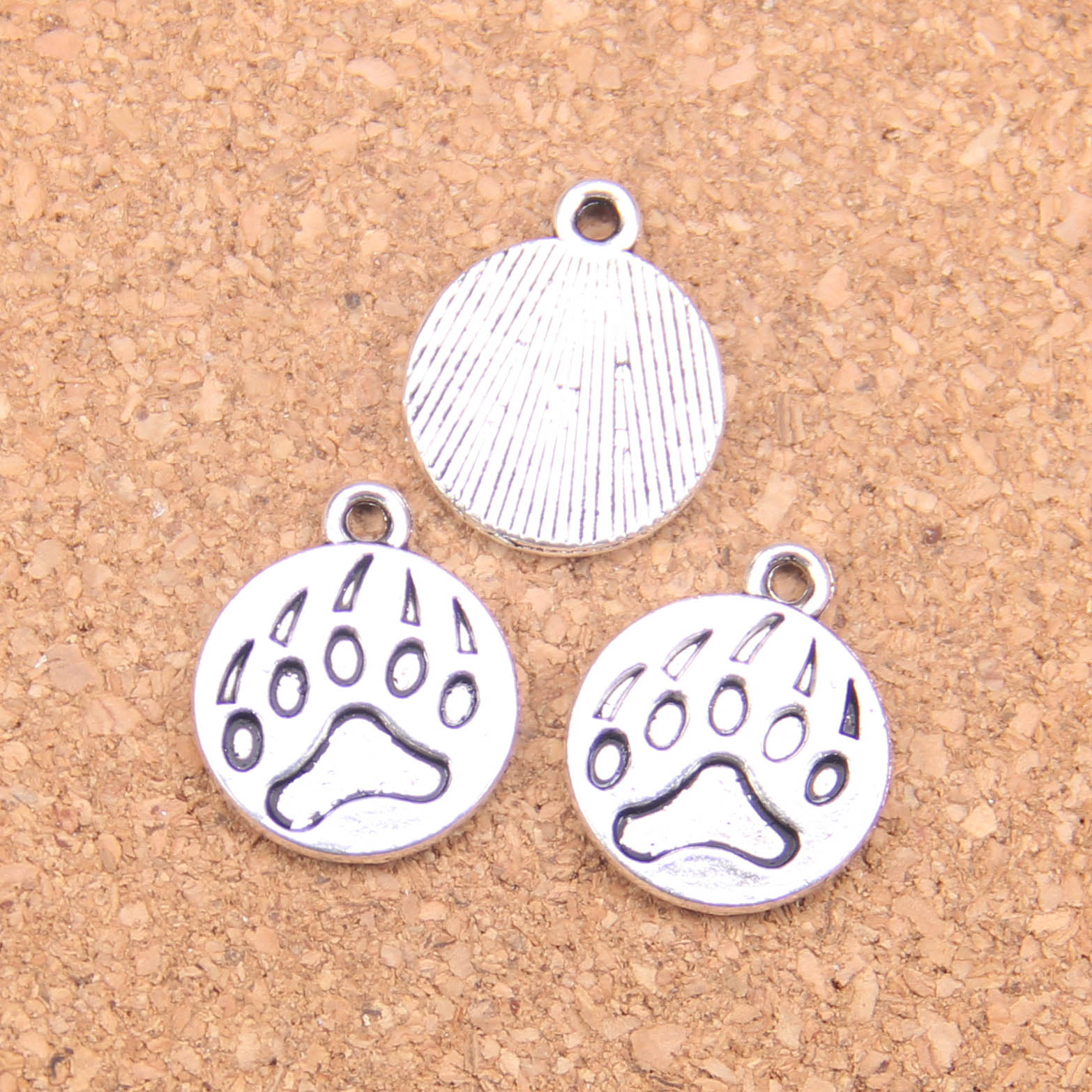 

71pcs Antique Silver Bronze Plated bear paw Charms Pendant DIY Necklace Bracelet Bangle Findings 15mm, Bronze;silver