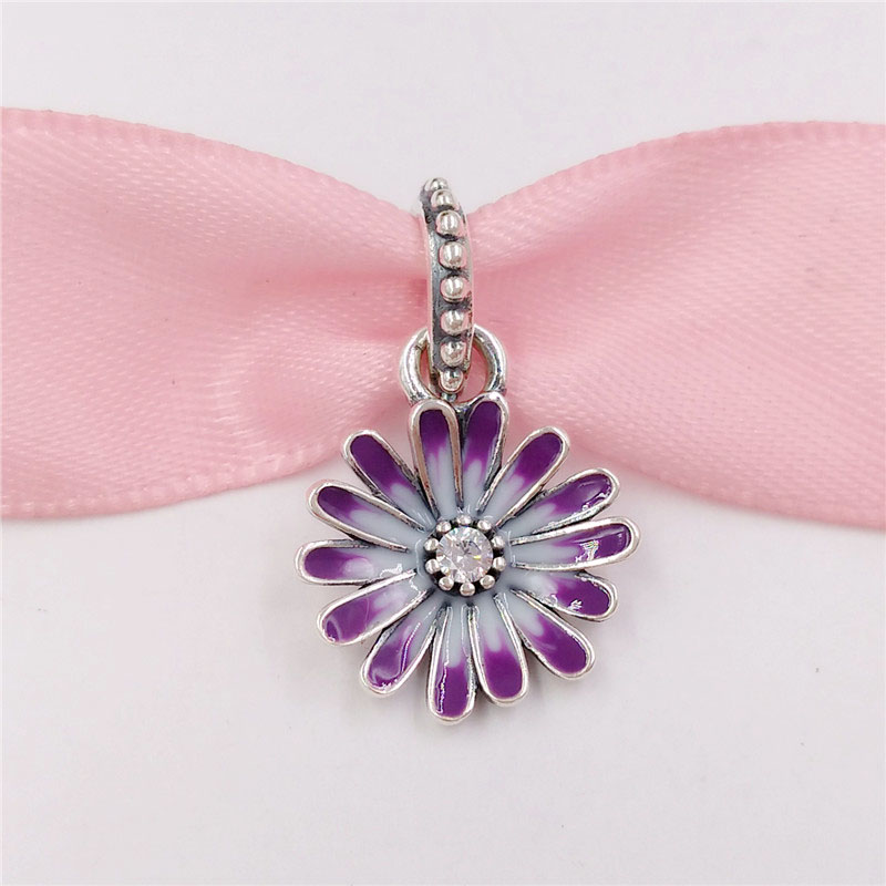 

925 Sterling Silver womens jewelry sets clearance sale pandora Purple Dasy Dangle charms chain diy girlfriend bracelet for men bead kit 798771C01