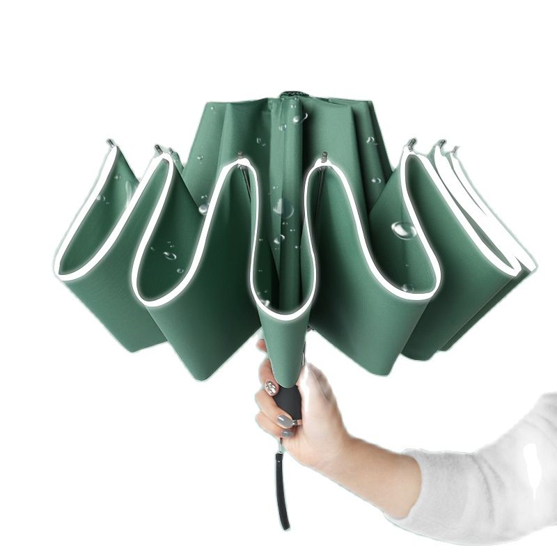 

Windproof Reverse Foding Automatic Rain Umbrea For Men Women 10 Ribs Refective Stripe Portabe Femae Umbrea Mae Paraguas