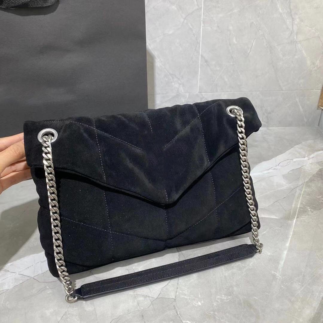 

577476 LOULOU puffer Nubuck leather Two sizes Shoulder Bag Women Tote Handbag Purse Frosted cowhide Cowboy Crossbody Bags Detchable Strap Flap Messenger HandBags, Gift bag