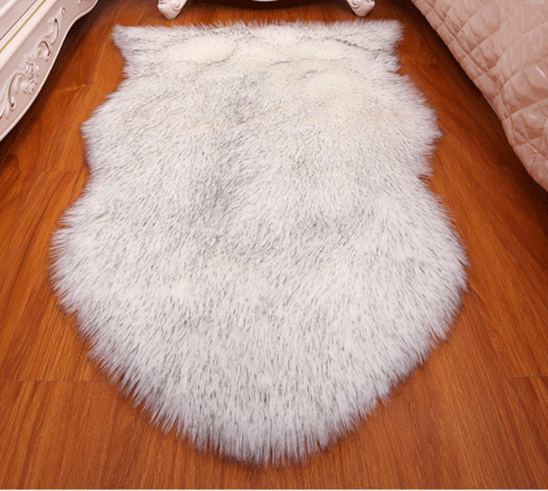 

Imitation sheepskin leather office chair sofa cushion Nordic style irregular shaped carpet living room 6cm plush can be customized, Golden camel