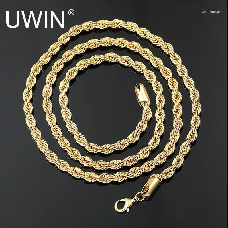 

Men Women Hip Hop Rapper's Chain 3mm 20" 24" 30" Stainless Steel Gold Color Rope Link Necklace Fashion Jewelry1