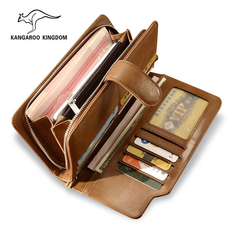 

Wallets KANGAROO KINGDOM Luxury Vintage Genuine Leather Men Brand Male Casual Clutch Purse, Red;black