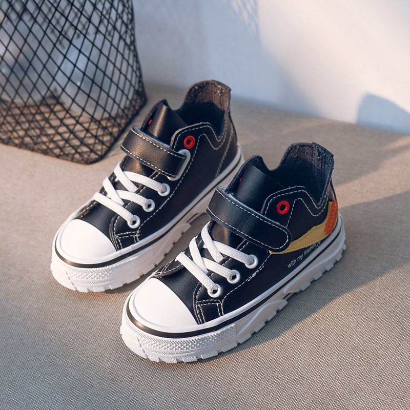 

Children' high-top shoes boys shoes 2021 new leisure shoes children Korean version breathable small white, Black;grey