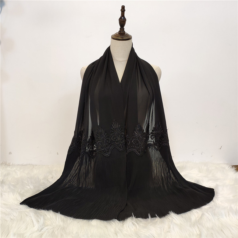 

Abaya Pleated Chiffon Hijab Scarf Muslim Hijabs Turbans For Women Jilbab Hoofddoek Moslima Headscarf Foulard Femme Musulman