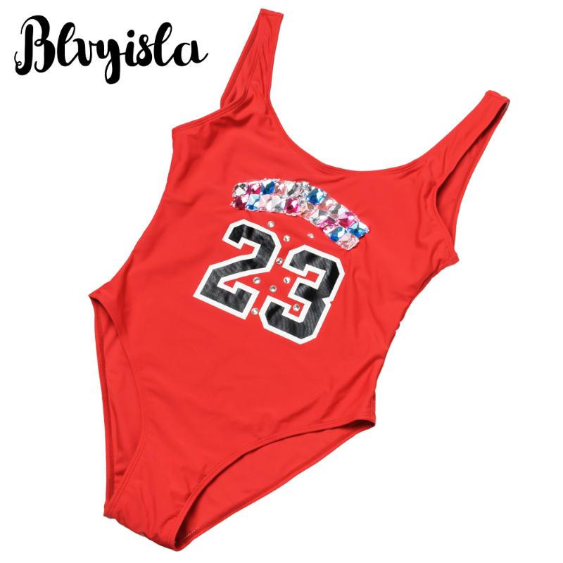 

Blvyisla Monokini One Piece Swimsuits Luxury Handmade Rhinestone Shine Bathing Suits Swimwear One-Piece