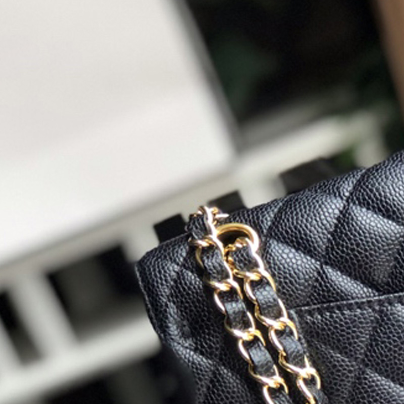 

Ladies black lambskin classic medium size 25cm double bag with series number quilted chains Genuine Leather crossbody shoulder flap bags bol
