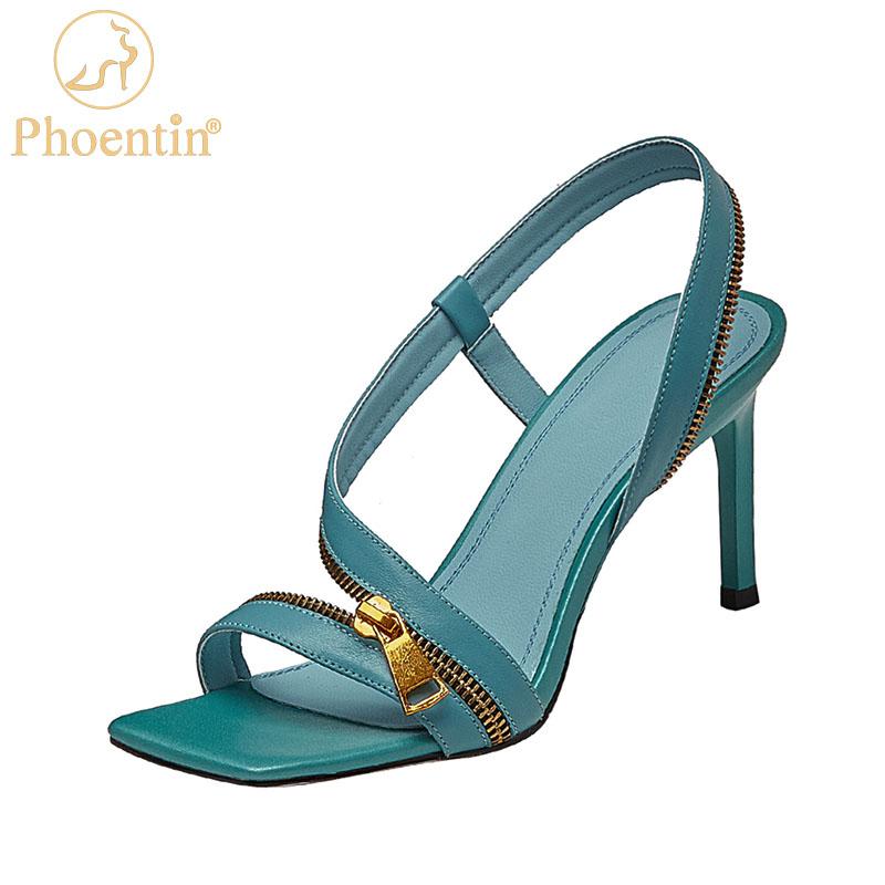 

Dress Shoes Phoentin Sexy Strap Sandals For Women Narrow Band Open Toe Genuine Leather 2021 Summer Party Thin High Heels FT1481, Black