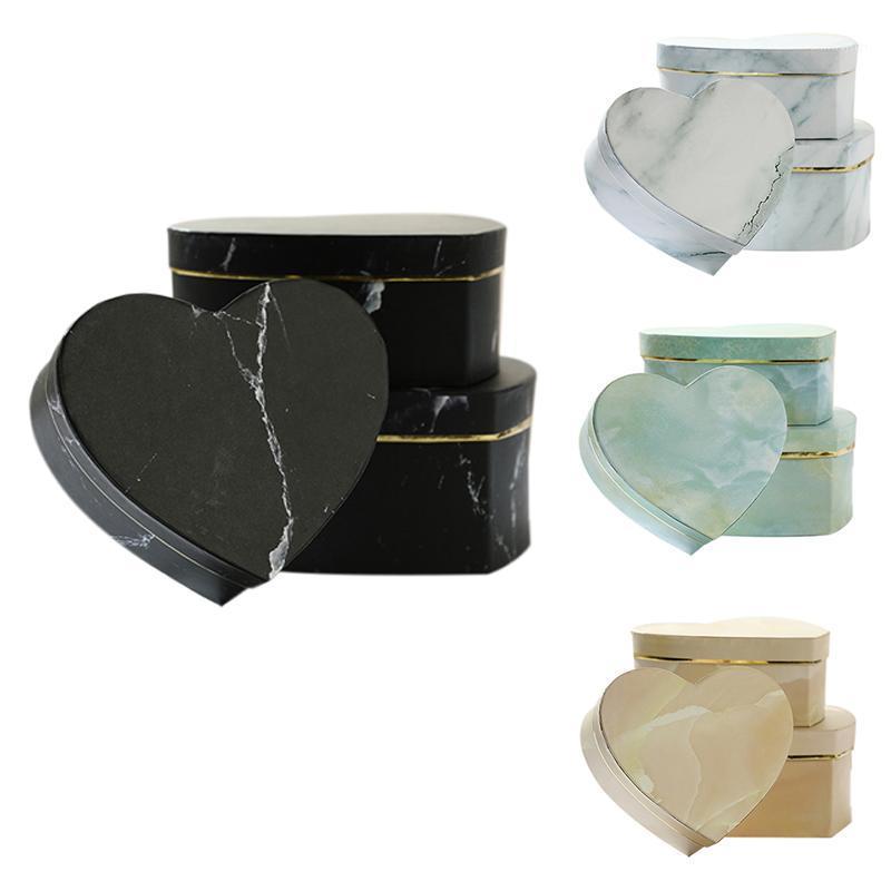 

Gift Wrap 3Pcs Heart Shaped Box Marbled Flower Container Packaging Wedding Decor