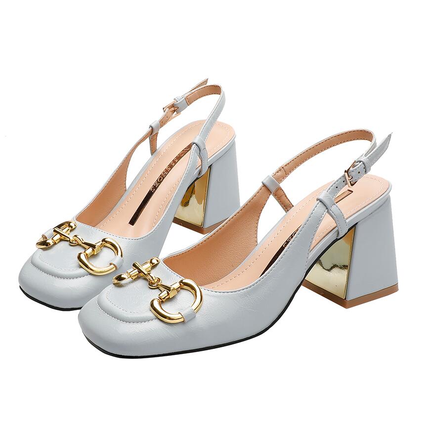 

Classic metal buckle leather flat sandal designer luxurys womens Sandals Thick with shoes, Black