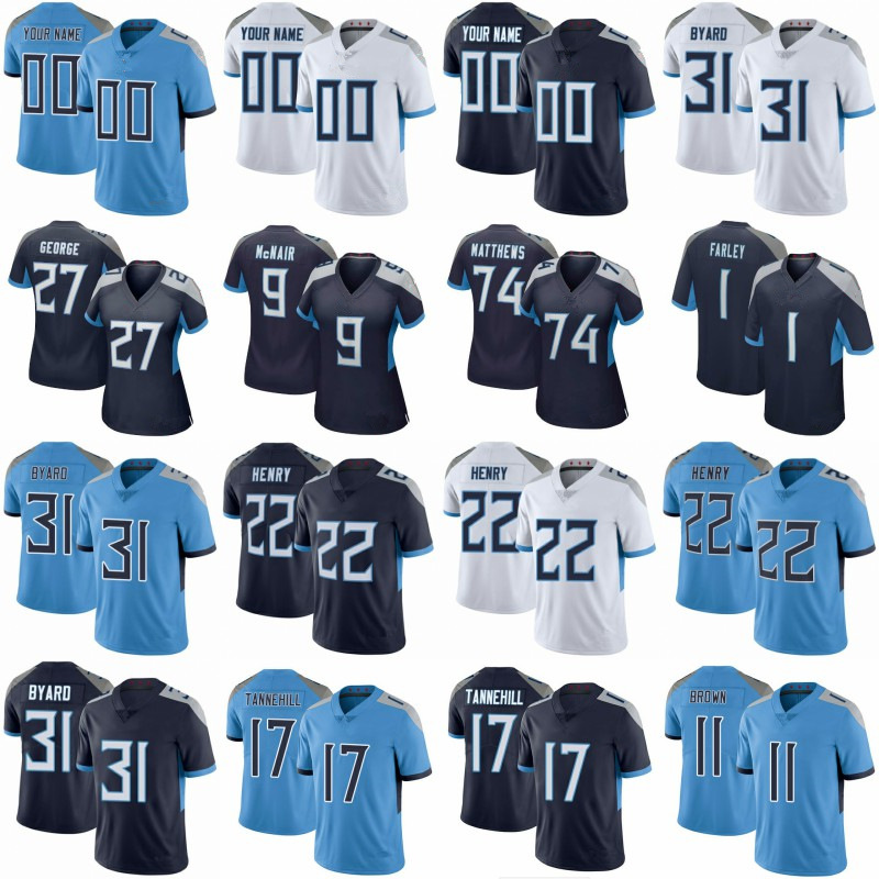 

22 Derrick Henry Caleb Farley Custom Mens Women Kids Football Jerseys 9 Steve McNair 11 AJ Brown 17 Ryan Tannehill 77 Lewan 31 Kevin Byard 84 Corey Davis Eddie George, My store(aryahome)