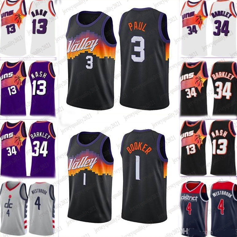 

PhoenixSunsjersey Devin 1 Booker Steve 13 Nash Charles 34 Barkley Chris 3 Paul DeAndre 22 Ayton Russell 4 Westbrook Jackson, Black;red