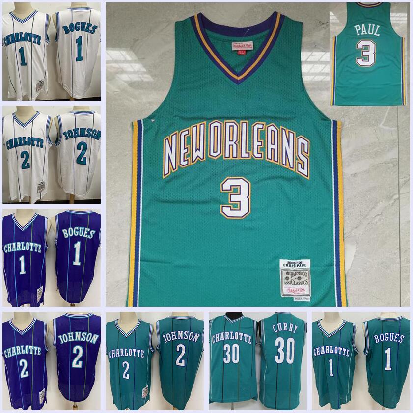 

Men S-2XL Basketball jerseys LaMelo Ball #2 3 Paul 33 Mourning 2 Johnson 1 Bogues 30 Curry retro 2005-06 1992-93 blue white City jersey and short, As photo