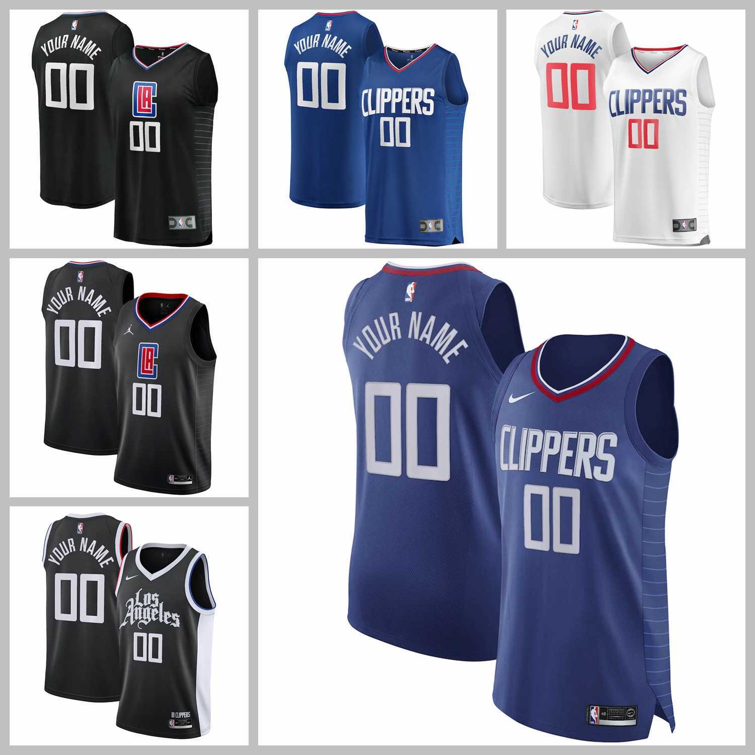 

2021 Basketball Team Jerseys LA Clippers Jersey Kawhi Leonard Black White Blue Color Stitched Size S-XXXL Mesh Breathable Quick Dry, As photo