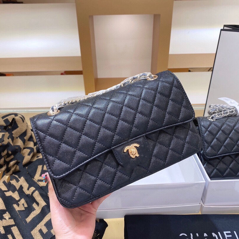 

Bag women's 2020 new small fragrance caviar rhomboid chain single shoulder diagonal span CF bag medium classic versatile