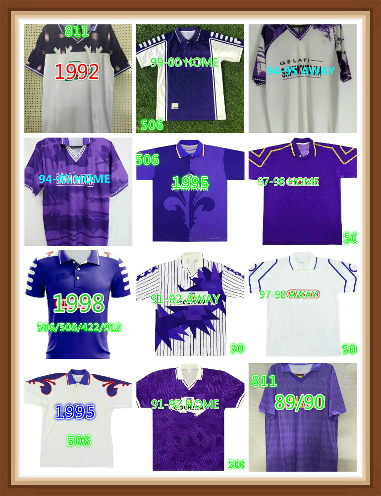 

Fiorentina RETRO soccer jerseys BATISTUTA 1992 1993 1995 1996 98 99 CLASSIC LAUDRUP 1998 1999 92 93 95 96 RIBERY CHIESA uniform Football shi, Customize