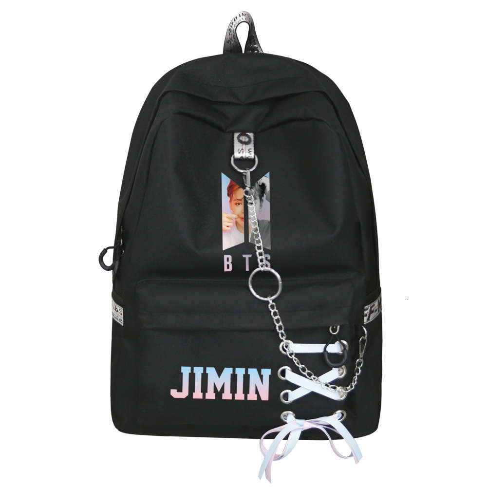 

backpack BTS bulletproof Youth League peripheral Canvas leisure sports schoolbag fashion chain lace up Backpack