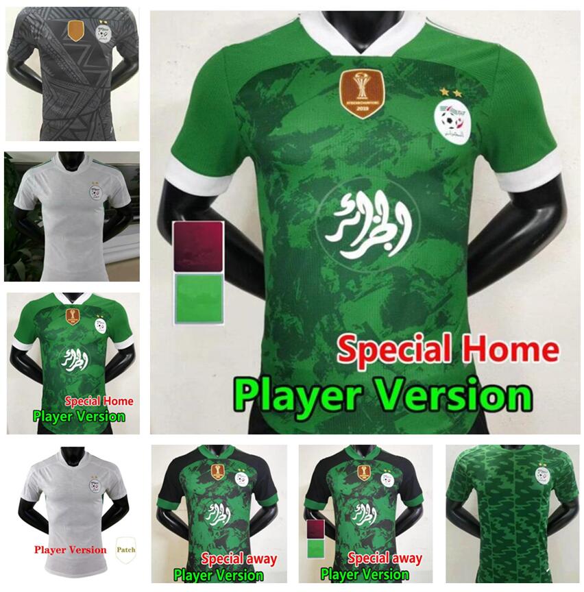 

2021 Player version 2 stars Algeria MAHREZ Soccer Jerseys 21 22 Maillots de football Shirt Home FEGHOULI BRAHIMI BELAILI BOUNEDJAH ATAL, Black;yellow