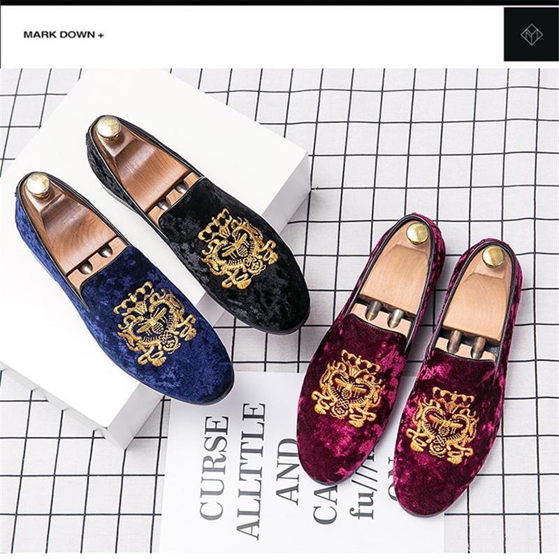 

dress shoes men fashion casual korean style trend all-match solid color suede beautifully embroidered comfortable loafers 3kc336 b, Black