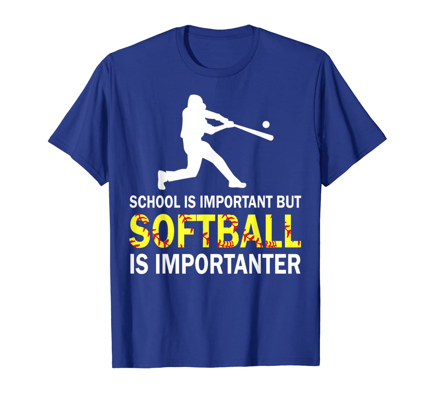 

school is important but softball is importanter t-shirt, White;black