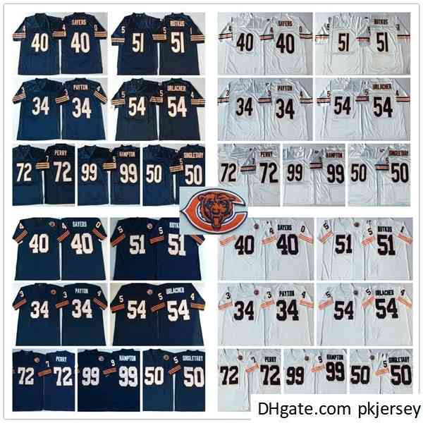 

NCAA Vintage Retro #34 Walter Payton Jersey 72 William Perry 50 Mike Singletary 51 Butkus 99 Dan Hampton Mans Football Jerseys, Black;red