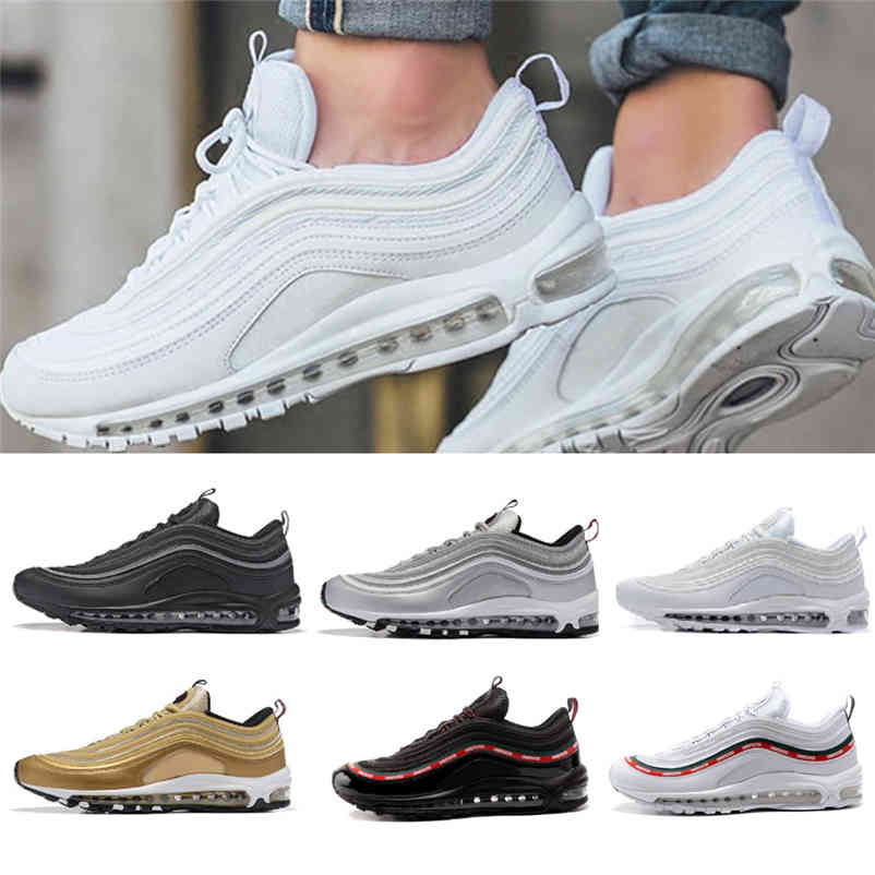 

2021 Shoes Og Gold Silver Bullet Triple White Black Mens Womens Trainer Sports Sneakers Size 36 -46