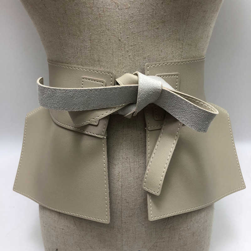

Women Peplum Belt Female Skirt Leather Waist Belts Fashion Ladies PU Black Bow Wide Harness Dresses Designer Waistband G1026