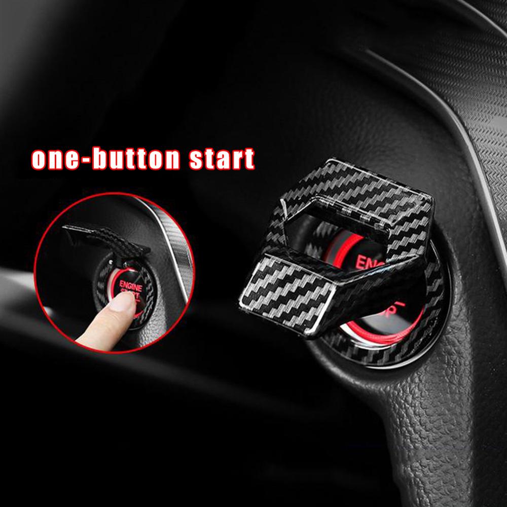 

Car Engine Start Stop Button Cover Ring Ignition Carbon Fiber Trim Push Switch Decor Stickers Auto Interior