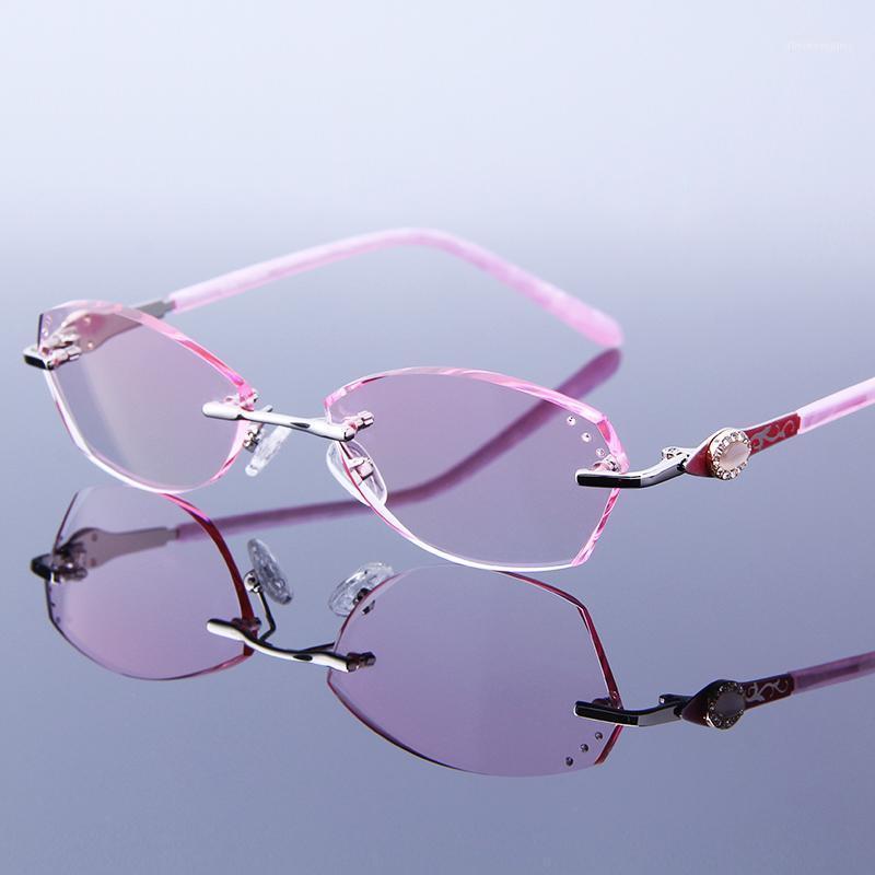 

Sunglasses Elegant Women Rimless Reading Glasses Rhinestone Frame Pink Eyeglasses Hyperopia Frameless For Read Optic Presbyopic Eye Glasses1