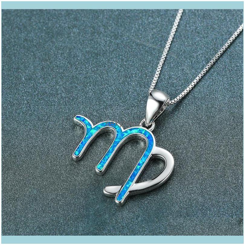 

& Pendants Jewelry Boho Female White Blue Opal Pendant Necklace Charm Sier Color Chain Necklaces For Women Vintage Bridal Virgo Wedding . Dr