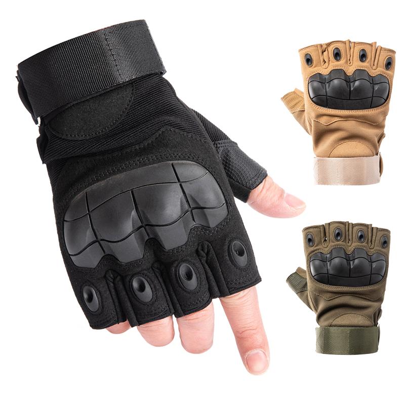 

Sports Gloves Tactical Military Half Finger Men Hard Knuckle Outdoor Hiking Paintball Hunting Army Combat Fingerless, Black