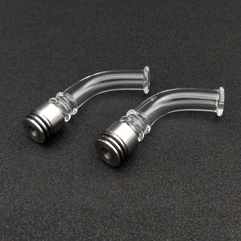 

E-Cigarette Accessories Drip Tips 810 510 Bent Stainless Steel Glass Material Vape Mouthpiece Retail Package 10pcs/lot303m