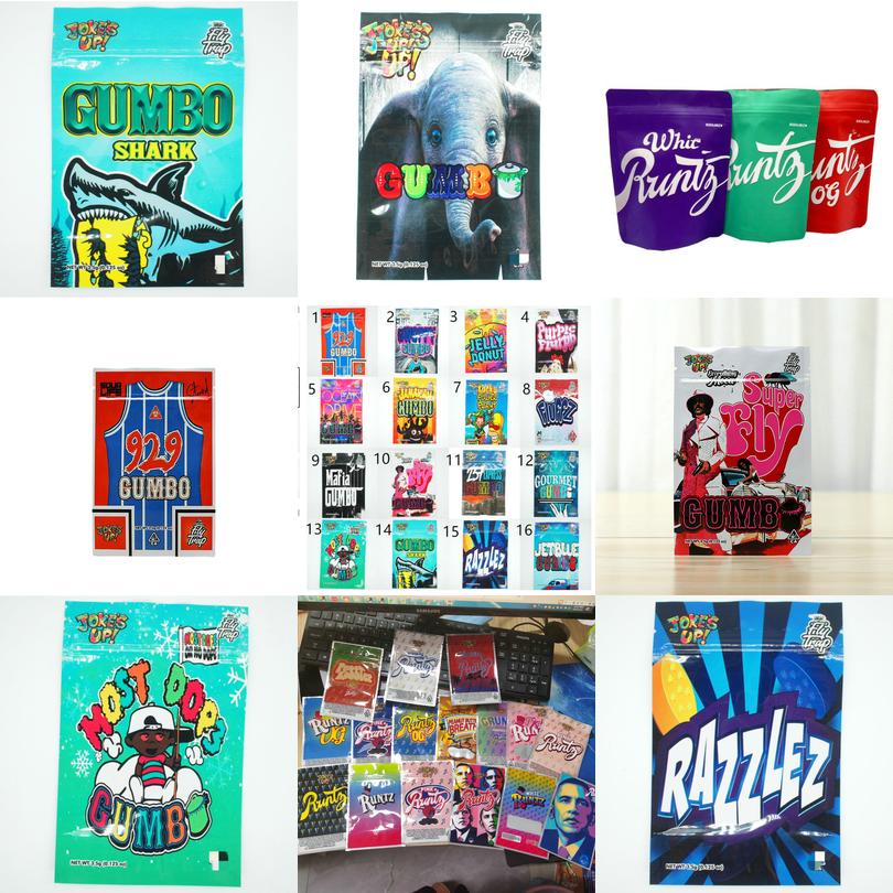 

Mylar Bags Infused Razzlez Gumbo Shark Edibles Bag 3.5g Super Fly Runtz Jokes Stand Up Runty Cookie Packing Reseable Zip Lock jllxHN