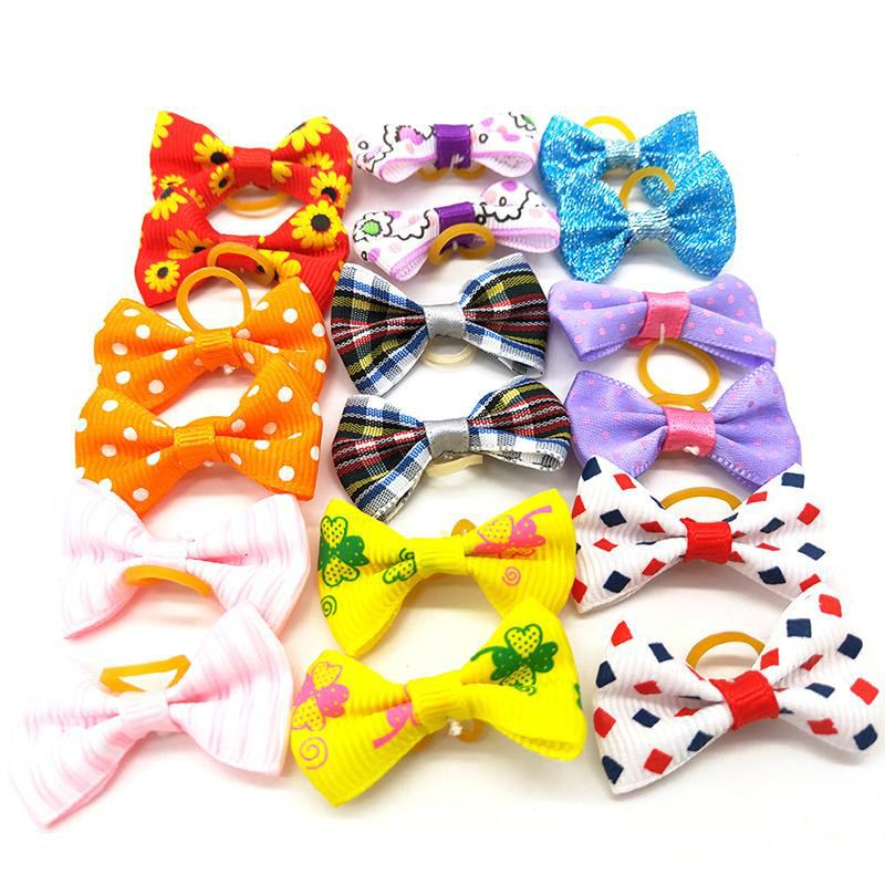 

Dog Grooming beauty tools Hair Bows with Rubber Bands Top knot Bow Cute Pet Clips RH2531