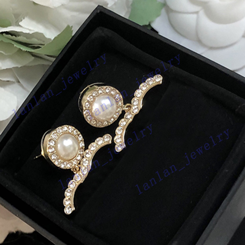 

2021 Women's Stud Designer Earrings Classic Double Letter Logo Round Drill 925 Silver Needle With Box L0_C08, Golden;silver