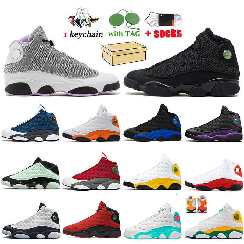 

With Box Jardons 13s Basketball Shoes Men Women Jumpman 13 Houndstooth Black Cat Court Purple Reverse Bred Obsidian Hyper Royal Low Singles Day Flint Mens Size 36-47, B43 lucky green 40-47