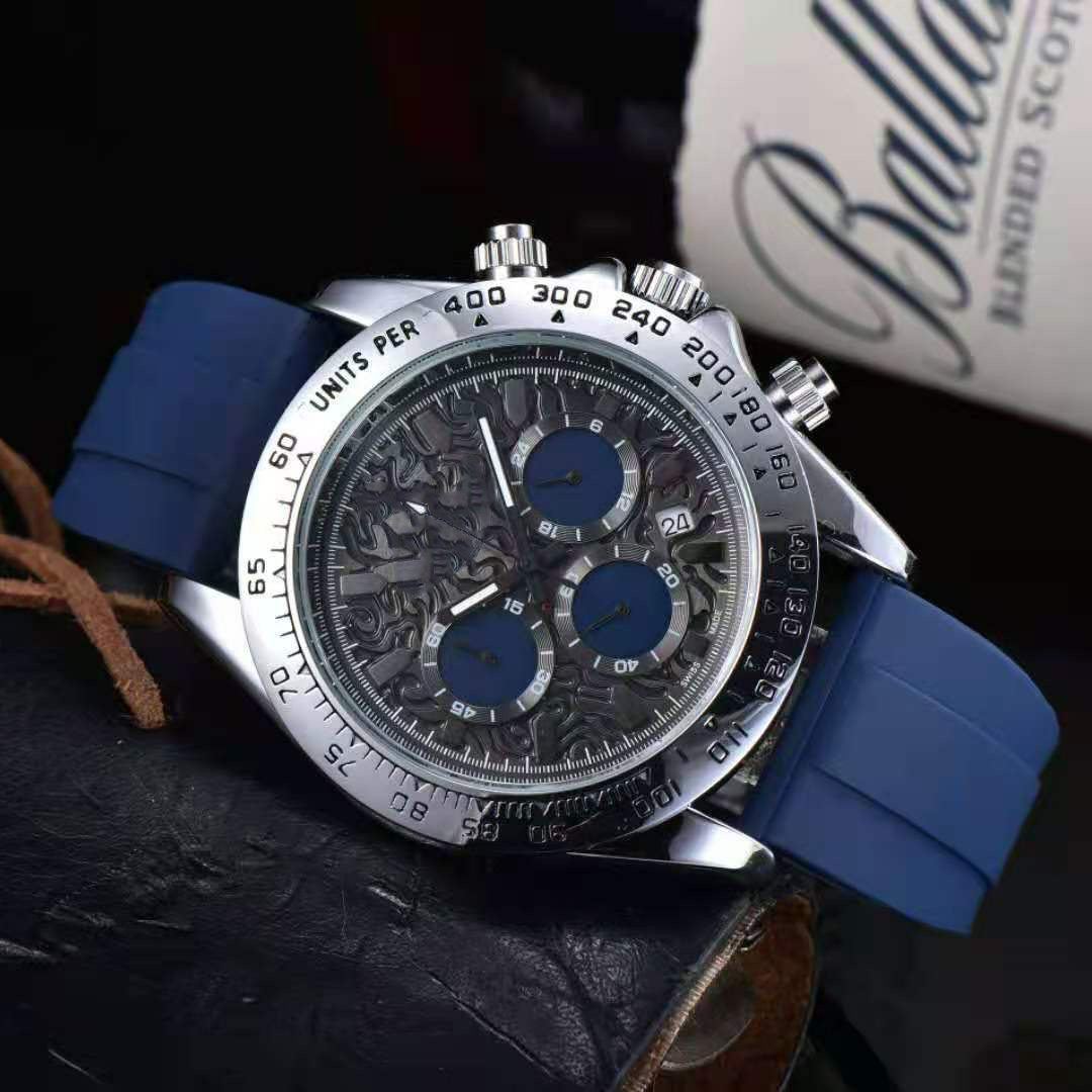 

High quality mens watch quartz movement watches stopwatch all dial work stainless steel case rubber strap wristwatch for men lifestyle waterproof montre de luxe