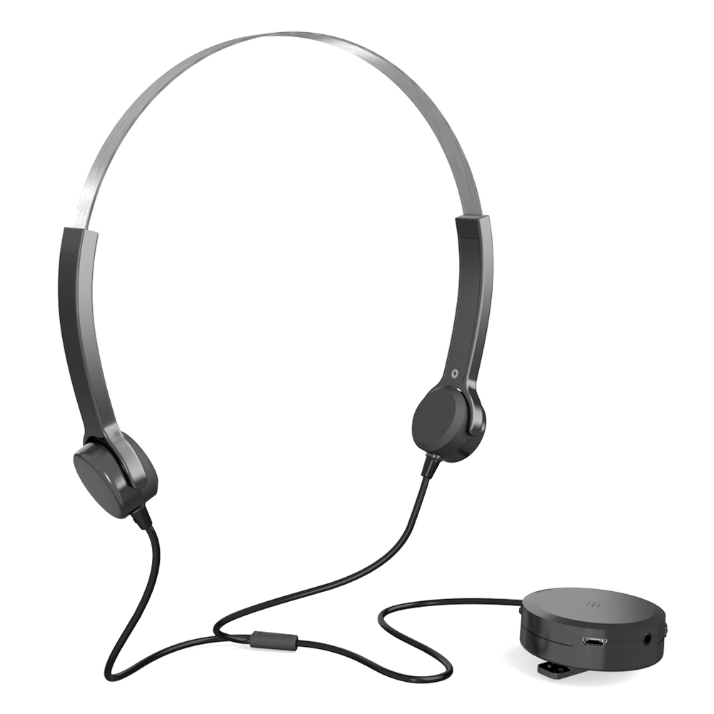 

Bone conduction earphone for hearing aid, aid with auxiliary input, detecting problems