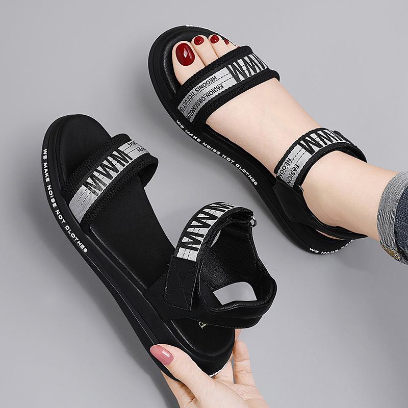 

Women Summer Casual Flat Sandals Ladies Fashion Comfortable Breathable Shoes, Black