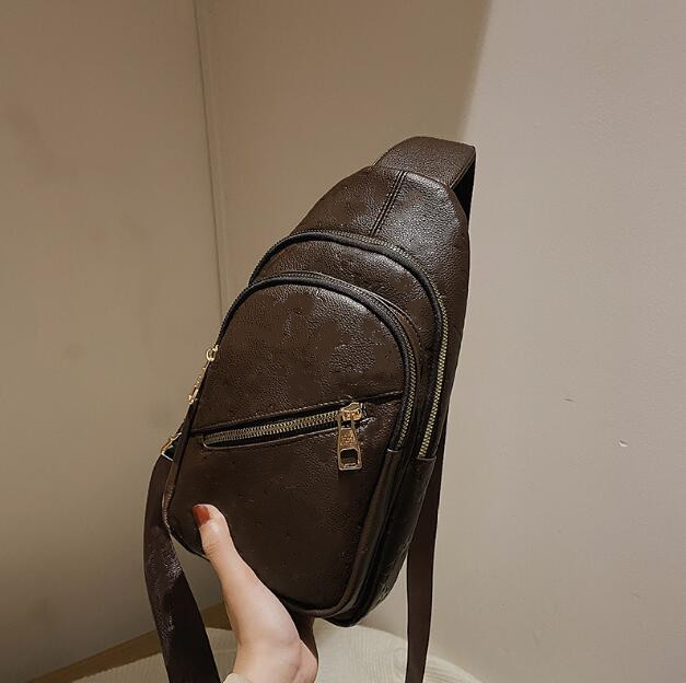 

High quality Fashion Genuine Leather men women's Chest bag Shoulder Bags Totes handbag Cross Body Cosmetic Bag cell phone pocket Wallets Coin Purses L306-1, White