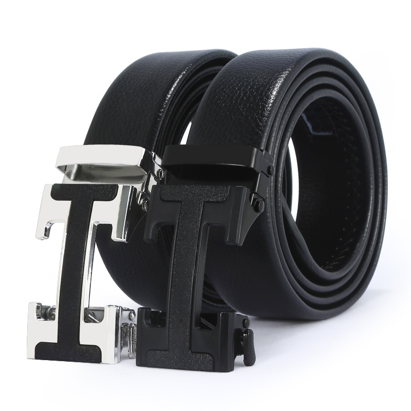 

2021 Models Brand-Name Leather utomatic Buckle Top Layer Belt Pure Mens Business Pants Belt H-Shaped Belt Buckle, Black;brown