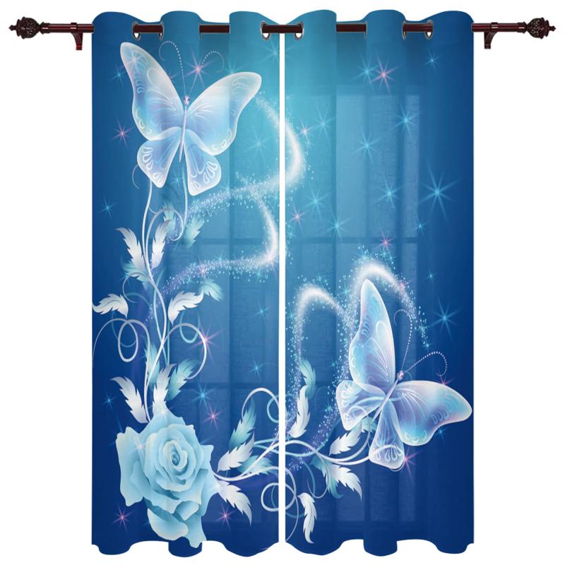 

Luxury Modern Window Curtains Flower Butterfly Bling Bedroom Living Room Dining Decoration Translucent Beautiful Curtain & Drapes