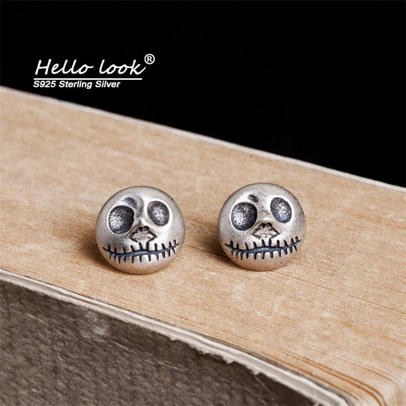 

Stud HelloLook 925 Sterling Silver Pumpkin Prince Jack Skull Earrings Halloween Earring Jewelry, Golden;silver