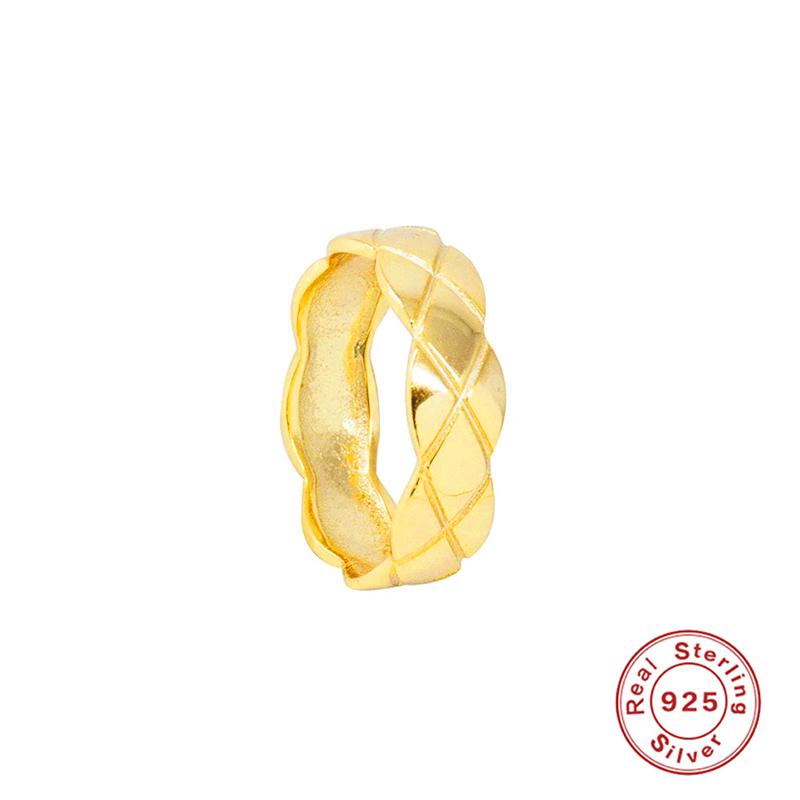 

Cluster Rings Aide S925 Sterling Silver Ins Fashion Wave Glossy Diamond Check Ring For Woman Minimalist Style Journey Jewelry 2021