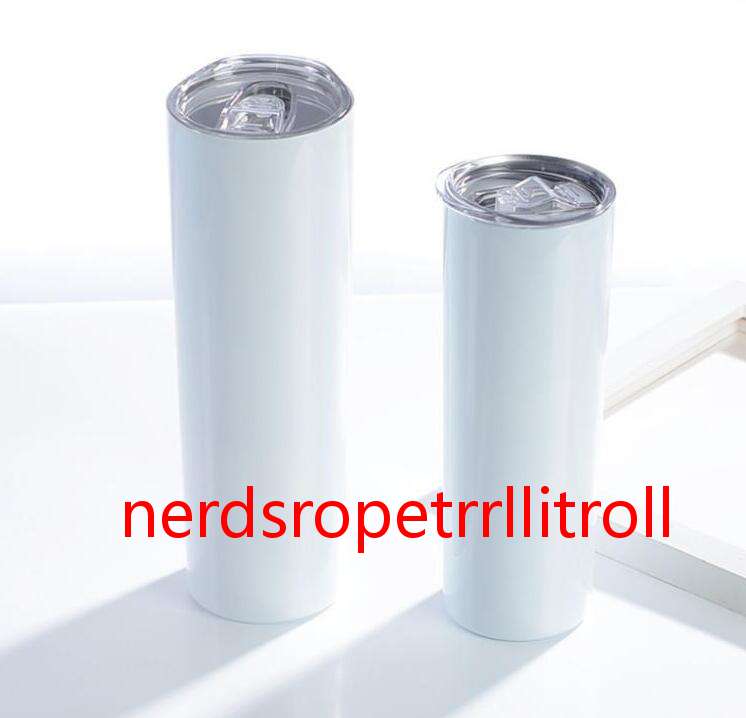 

sublimation straight tumbler with Holographic box 20oz skinny tumblers 304 Stainless Steel cup plus straw Unique packaging set, Blank
