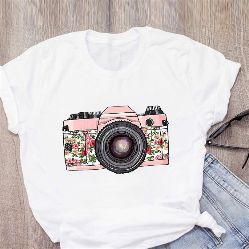 

and women graphic camera men t shirt flower womens vintage floral cartoon summer lady clothes clothing tee female, White;black