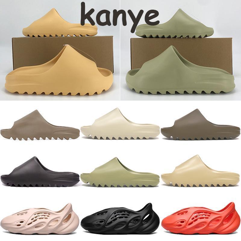 

Kanye Slipper 2021 Men Women Slide Bone Earth Brown Desert Sand Slide Resin Mens Trainer Sandals Rubber Size 36-45 bb, Black